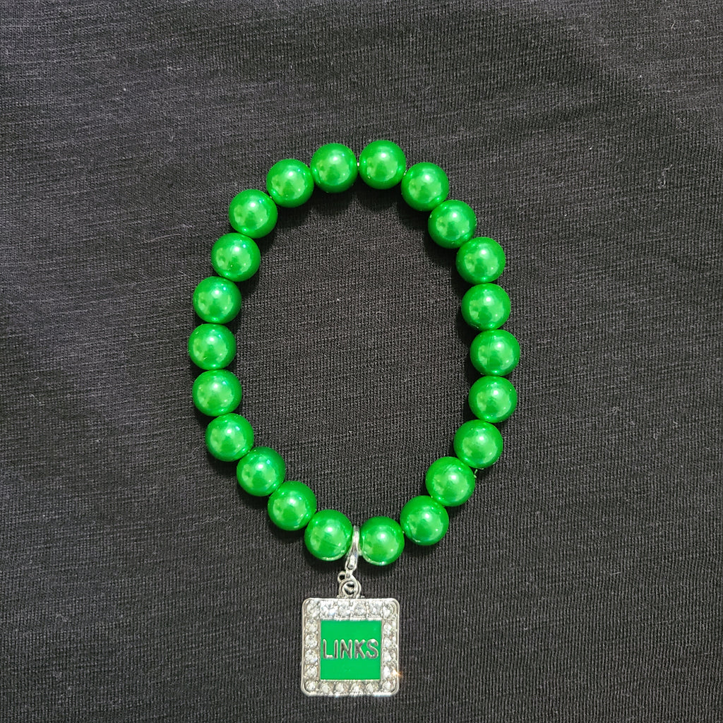 Links Green Pearl Logo Bracelet