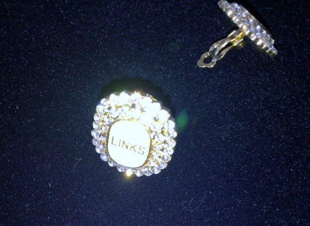 LINKS Mother of Pearl Crystal Logo Earrings "High End"