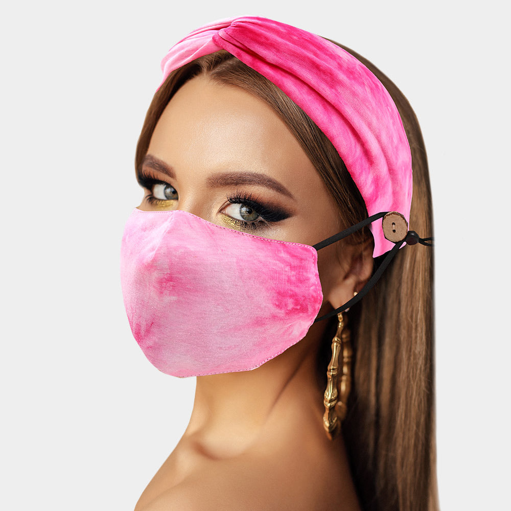 Beautiful Pink Mask Fashion Headband Set, New