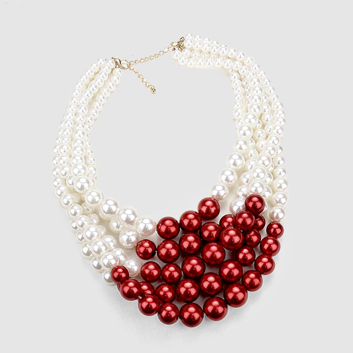 Beautiful GO RED Multi-strand pearl necklace