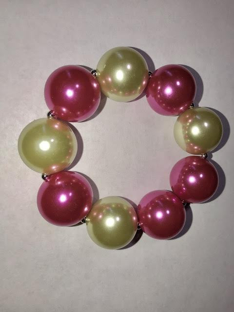 Beautiful Pink & Green Pearl Bracelet