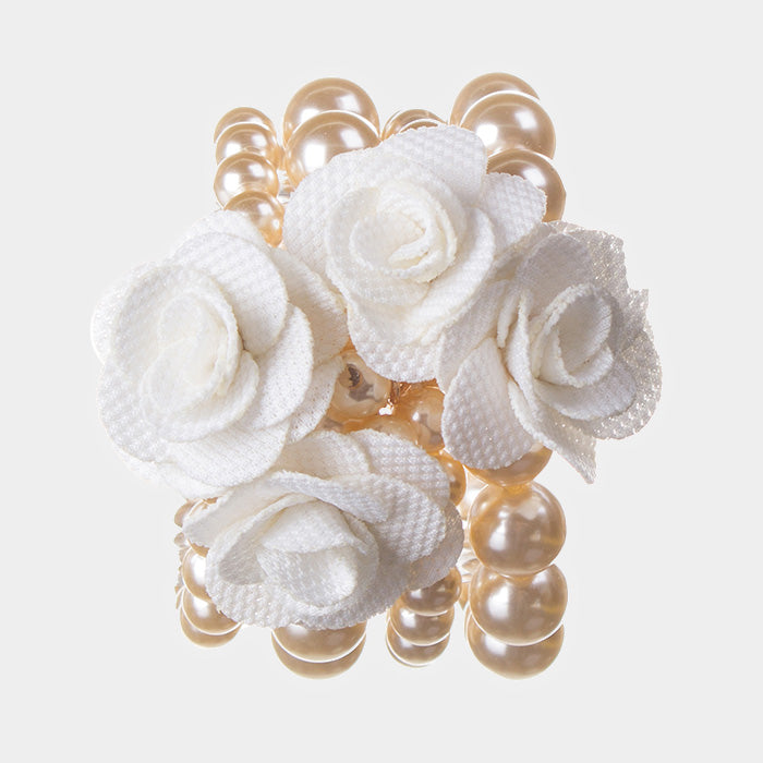 Beautiful White Rose Pearl Bracelet