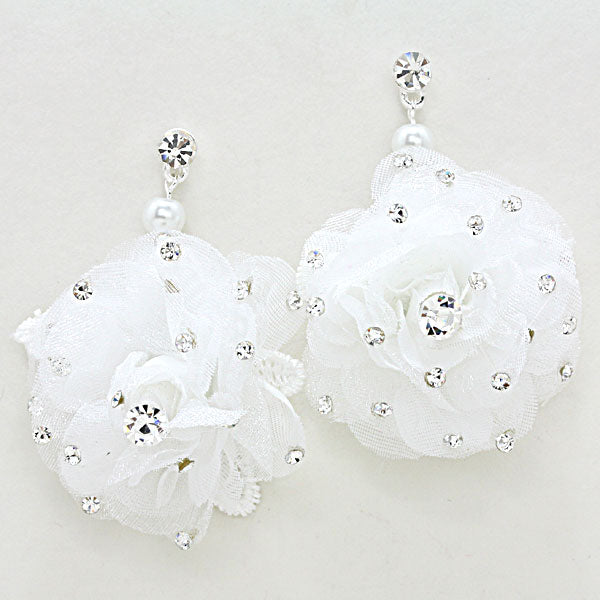 Beautiful White Rose Crystal Earrings.  PERFECT GIFT