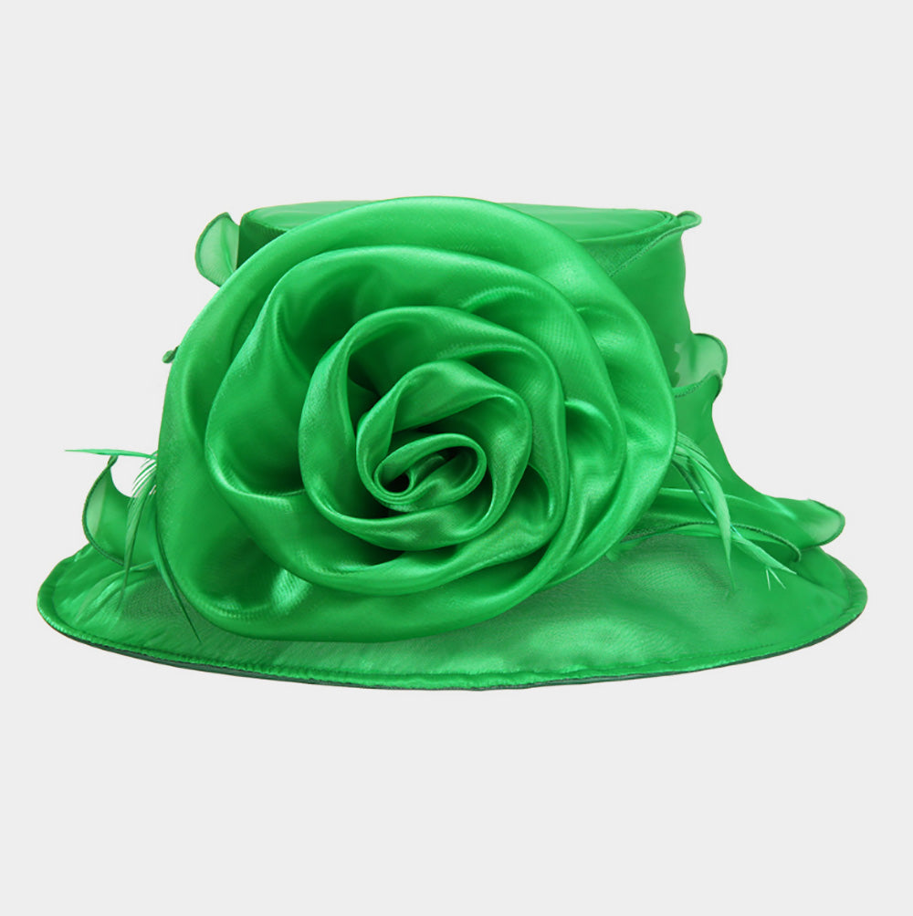 Beautiful Emerald Green Rose Hat, New