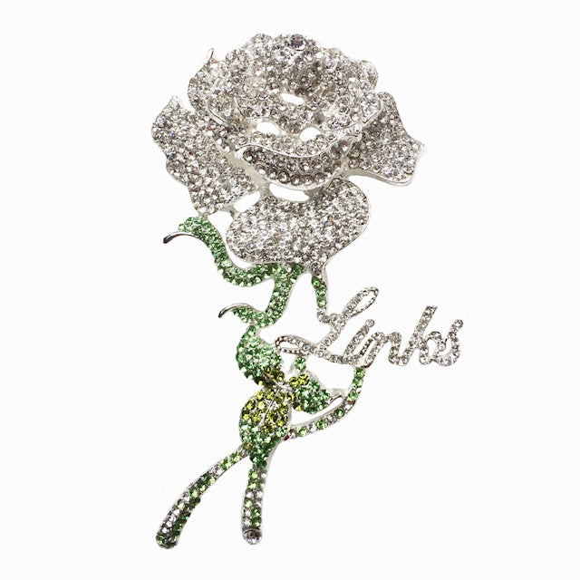 Beautiful LINKS Austrian Crystal Rose Brooch Pin "High End"