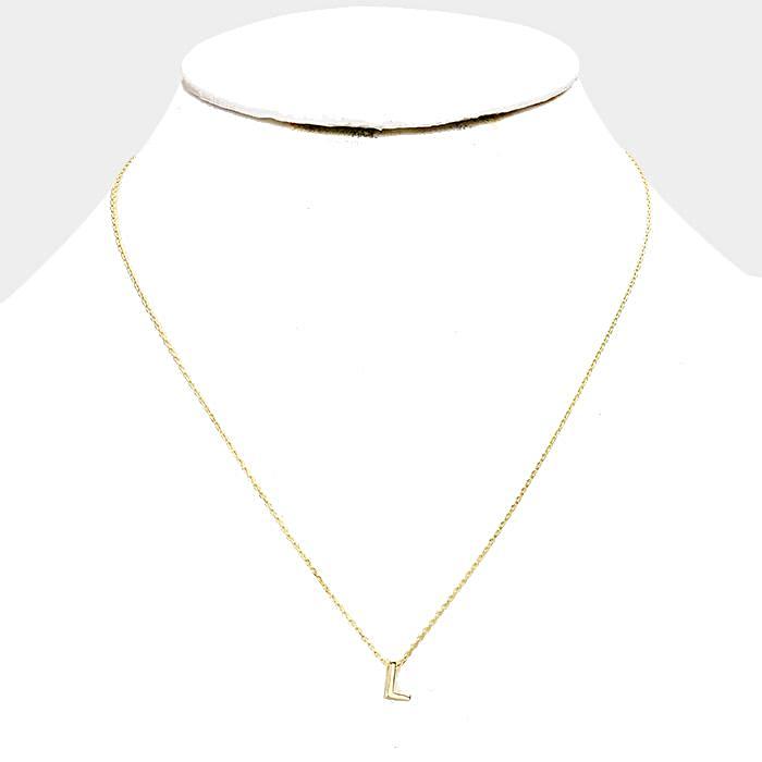 Beautiful 'L' Gold Dipped Metal Pendant Necklace (NEW)
