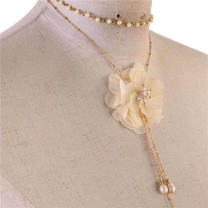 Beautiful Rose Pearl Drop Necklace