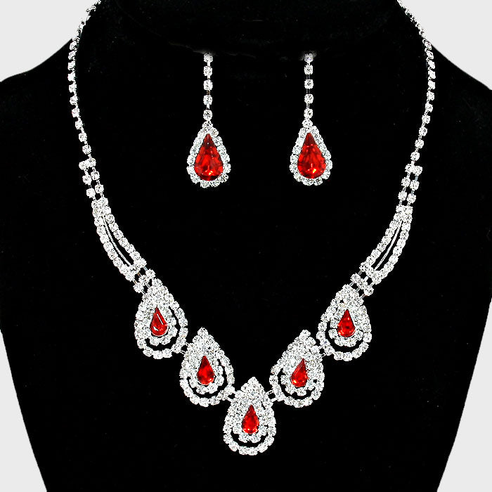 Beautiful GO RED Teardrop Jewelry Set