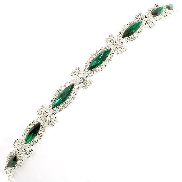 Beautiful Emerald Rhinestone Teardrop Bracelet
