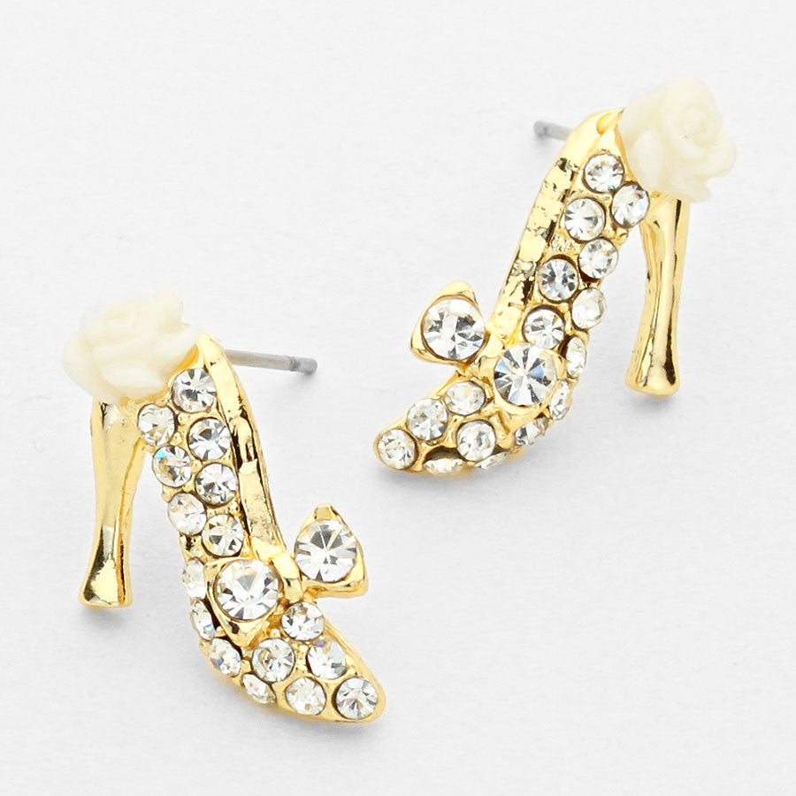 Crystal Rose Stiletto Shoe Earrings (NEW)