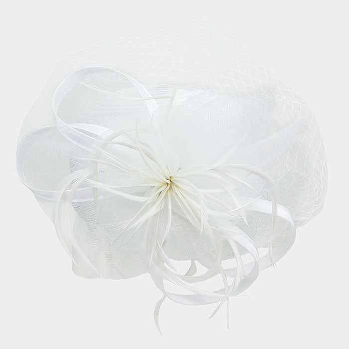 Beautiful White Satin Braid Net Fascinator Hat (NEW)