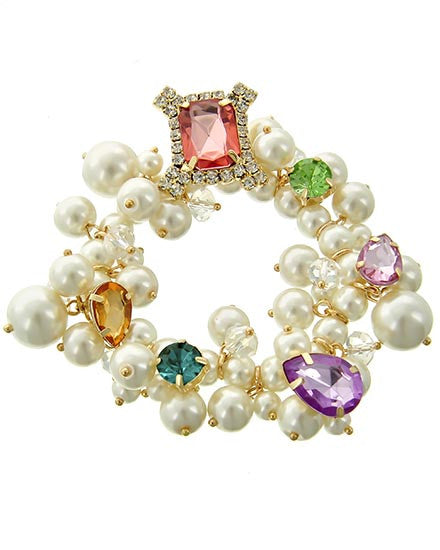 MultiColor Crystal Pearl Necklace Set