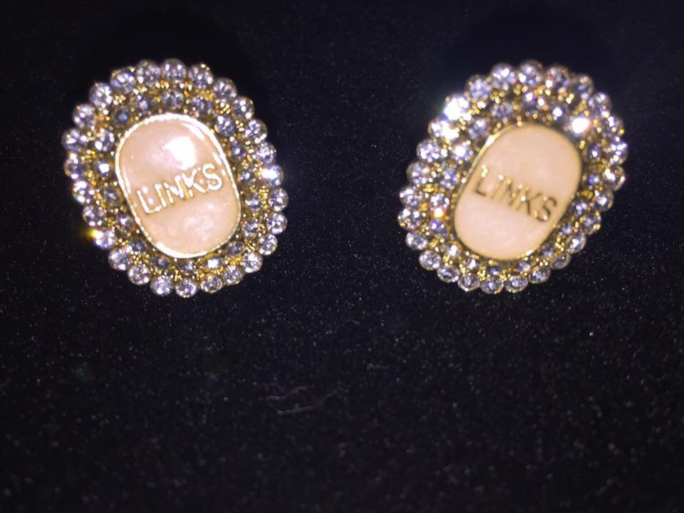 Beautiful LINKS Crystal Logo Earrings