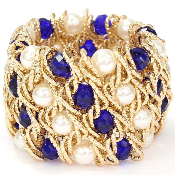 CARAT Pearl and Blue Crystal Bracelet