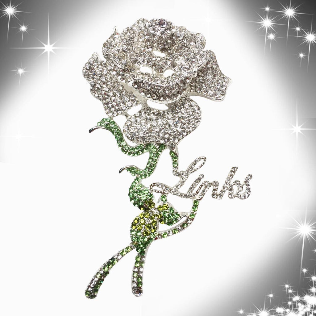 Beautiful LINKS Austrian Crystal Rose Brooch Pin "High End"